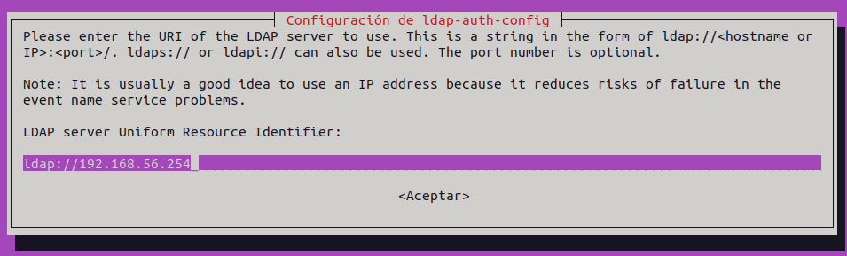 Configuración ldap en cliente