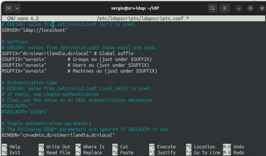 Configuración slapscript