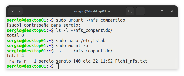 Compartiendo con NFS